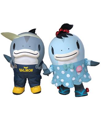 岩手県宮古市キャラクター「サーモンくん・みやこちゃん」の画像